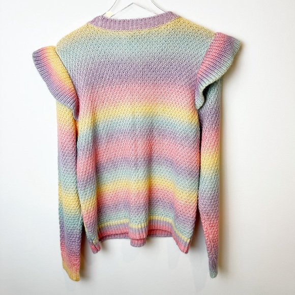 LOFT | Pastel Rainbow Spacedye Ruffle Sleeve Sweater NWT - Picture 4 of 9